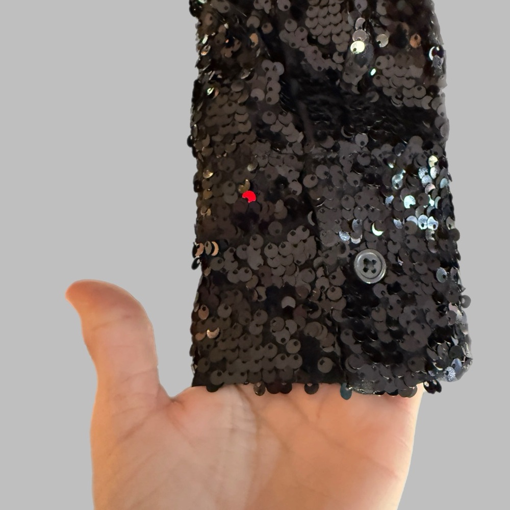 J. Crew Collections Black Sequin Button Up Shirt … - image 6